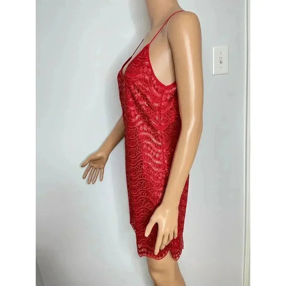 SAYLOR Carley Red sequin scalloped trim slip mini dress size XS Party Holiday - Picture 3 of 7